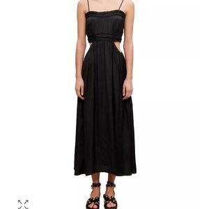 Maje Black Midi Dress with Cutout Detail